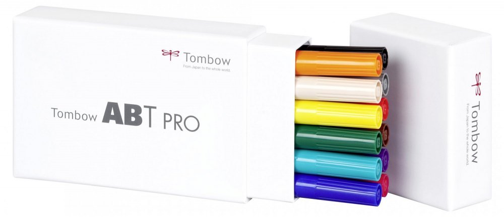 Tombow Flamaster Brush pen na bazie alkoholu ABT PRO, 12 szt., Basic colors